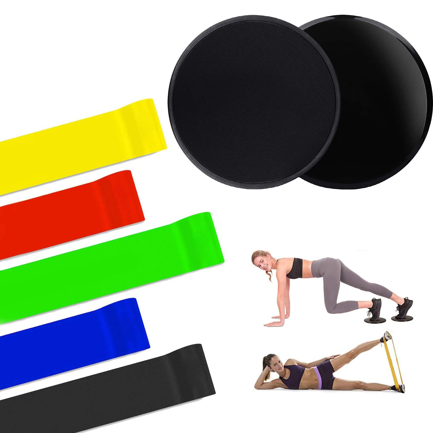 HOTSO Resistance Bands, Sided Gliding Discs for Legs Butt Exercise Bands, Home Fitness, Crossfit, Stretching, Strength Training, Physical Therapy, Natural Latex Workout Bands