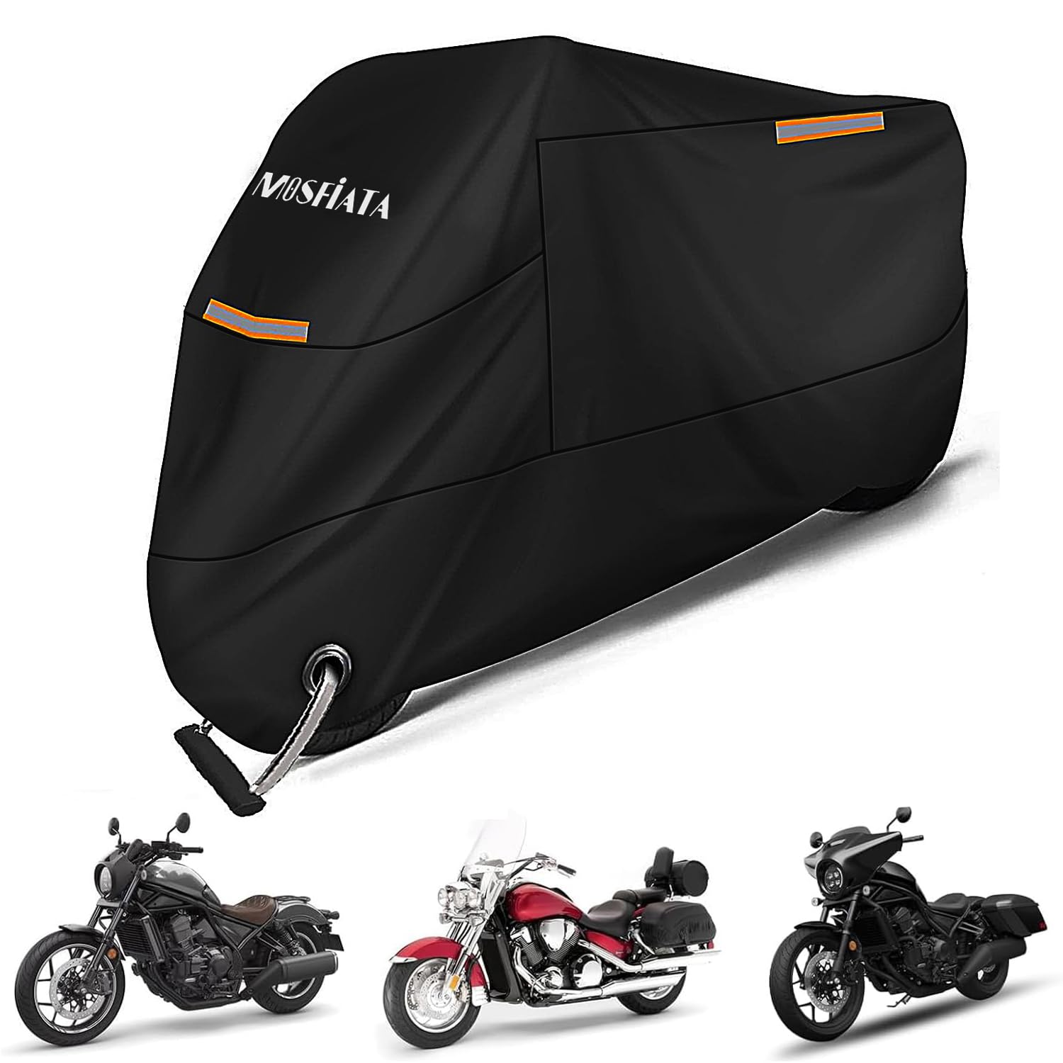 MOSFiATA Waterproof Motorcycle Cover, 2XL Motorbike Cover 210D Thickned Oxford Cloth with Lock Holes,Motorbike Cover Waterproof for Honda, Yamaha, Suzuki, Kawasaki 96.46 x 41.34 x 49.21 inch