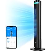 GoveeLife 42 in. Tower Fan, 150 Deg Oscillation, 5 Modes 12 Speeds, Black | Smart Floor Fans for Bedroom, up to 26ft/s, APP &amp; Voice Control, 24H Timer, 27dB Bladeless Fan for Cooling Home Office