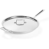 All-Clad D5 5-Ply Brushed Stainless Steel Fry Pan With Lid, 14 Inch, Compatible With Any Stovetop Including Induction, Oven Broiler Safe 600F, Pots and Pans, Frying Pan, Skillet, Cookware, Silver