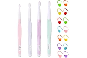 4Pcs Large Crochet Hooks Set (8mm-15mm) - Ergonomic Plastic Hooks for Chunky Yarn with Marking Buckles 100 pcs, Beginner Knit