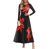 ZESICA Women's Maxi Dress 2026 Spring Long Sleeve Crewneck Floral Print Mesh Ruched Party Wedding Guest Dresses