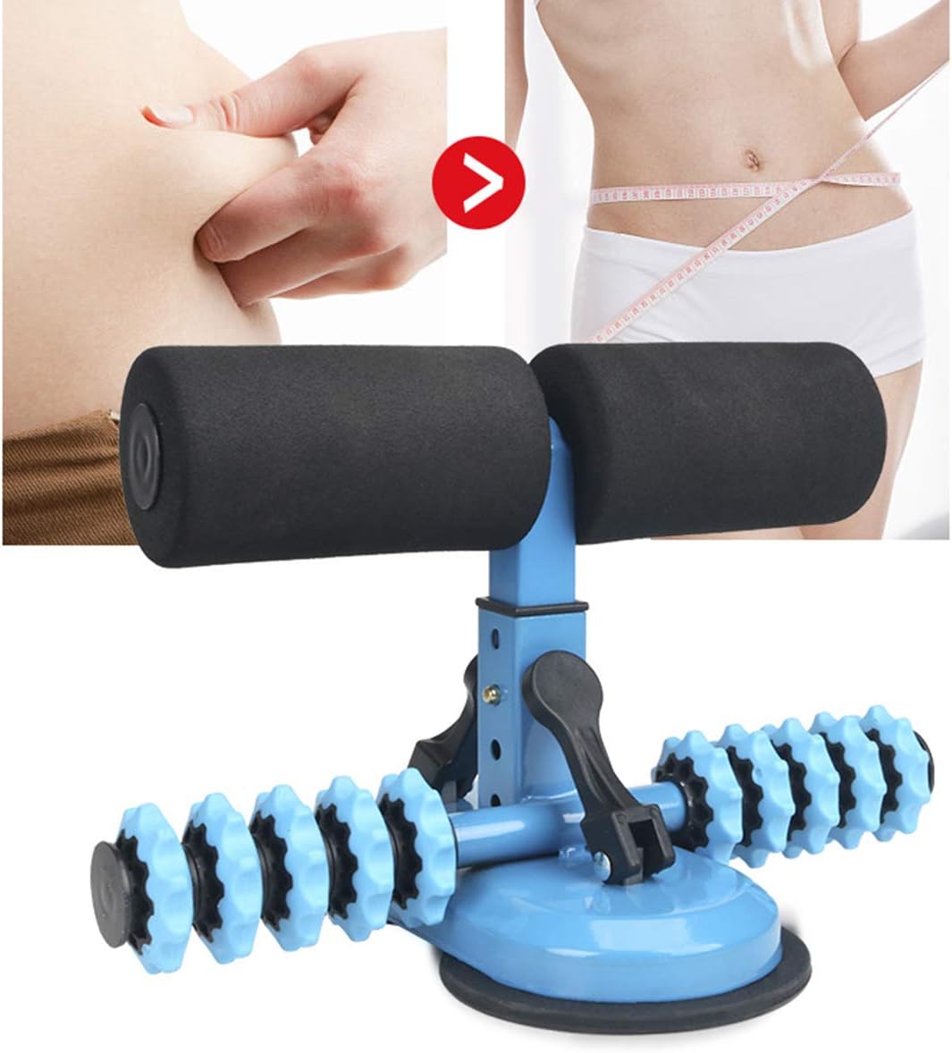 Natwind Portable Sit-up Assistant Equipment Bar for Floor Upgraded Double Suction Cup and Rod with 4 Adjustable Heights Abdominal Muscle Fitness Device for Home Travel (Blue) : Sports & Outdoors