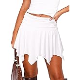 TZLDN Womens Flowy Mini Skirt with Shorts Fairy Y2K Asymmetrical Pirate Skort Trendy Sexy Rave Festival Outfits Going Out