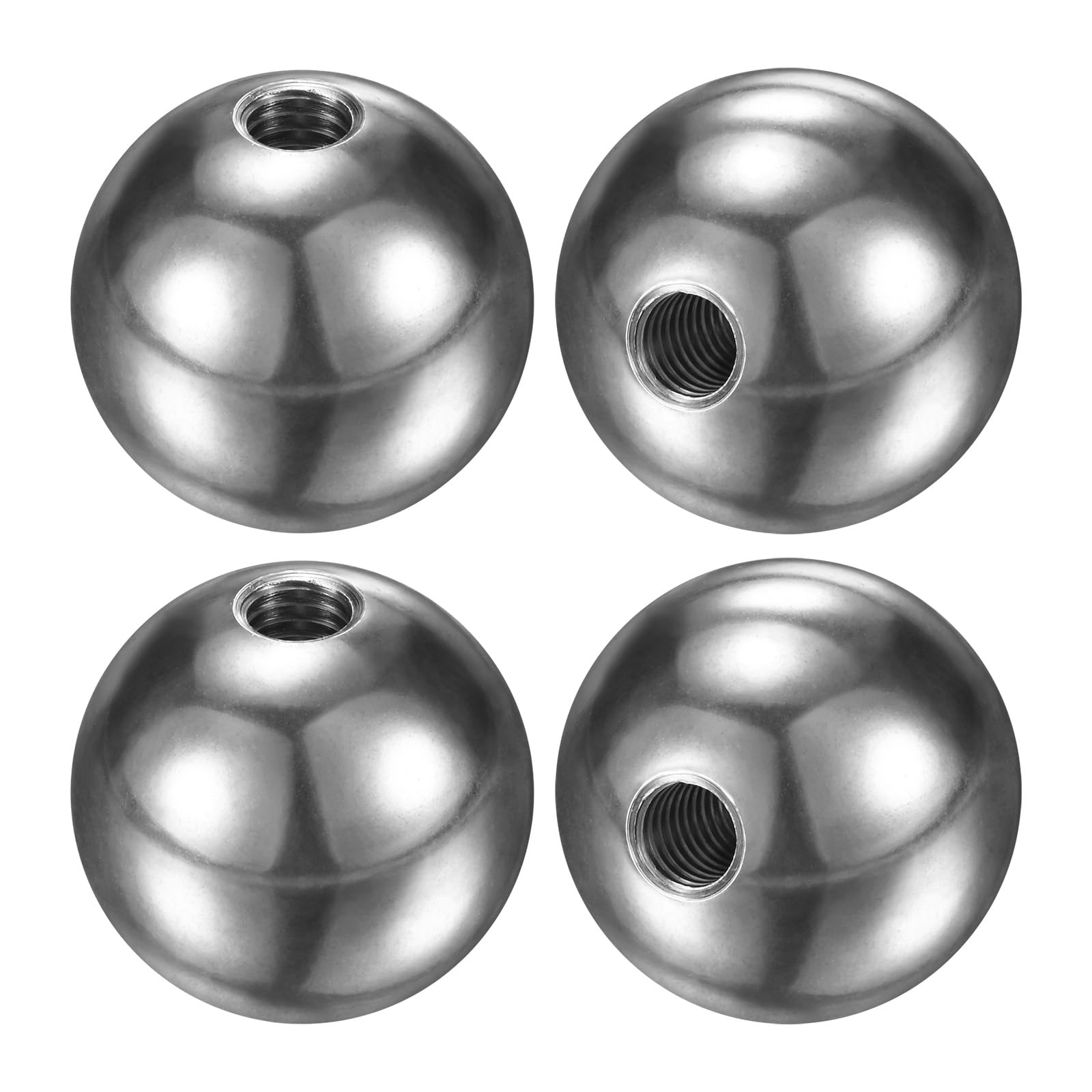 M METERXITY 4Pcs Threaded Ball Nut Knobs, M6x25mm 304 Stainless Steel Female Thread Ball Nut Cap for Lighting Fixtures/Machinery/DIY, Round Solid Screw Cap Cover [Silver]