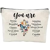 GRITOSE Small Cosmetic Bag for Women，Encourage Makeup Bag for Girls，Surprise Gift Birthday Gift for Friend Student，Blue Butterfly designs White Nurse Cosmetic Travel Pouch