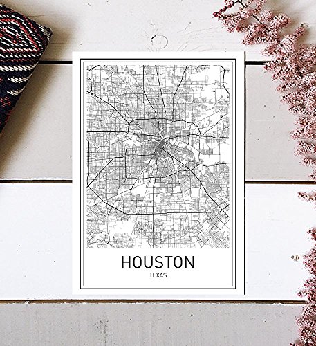 Houston Poster, Houston Map, Map of Houston, City Map Posters, Houston Map Print, Texas Map, Black and White Prints, Map Wall Art, Modern Art, Wall Posters, Scandinavian Poster, 8x10