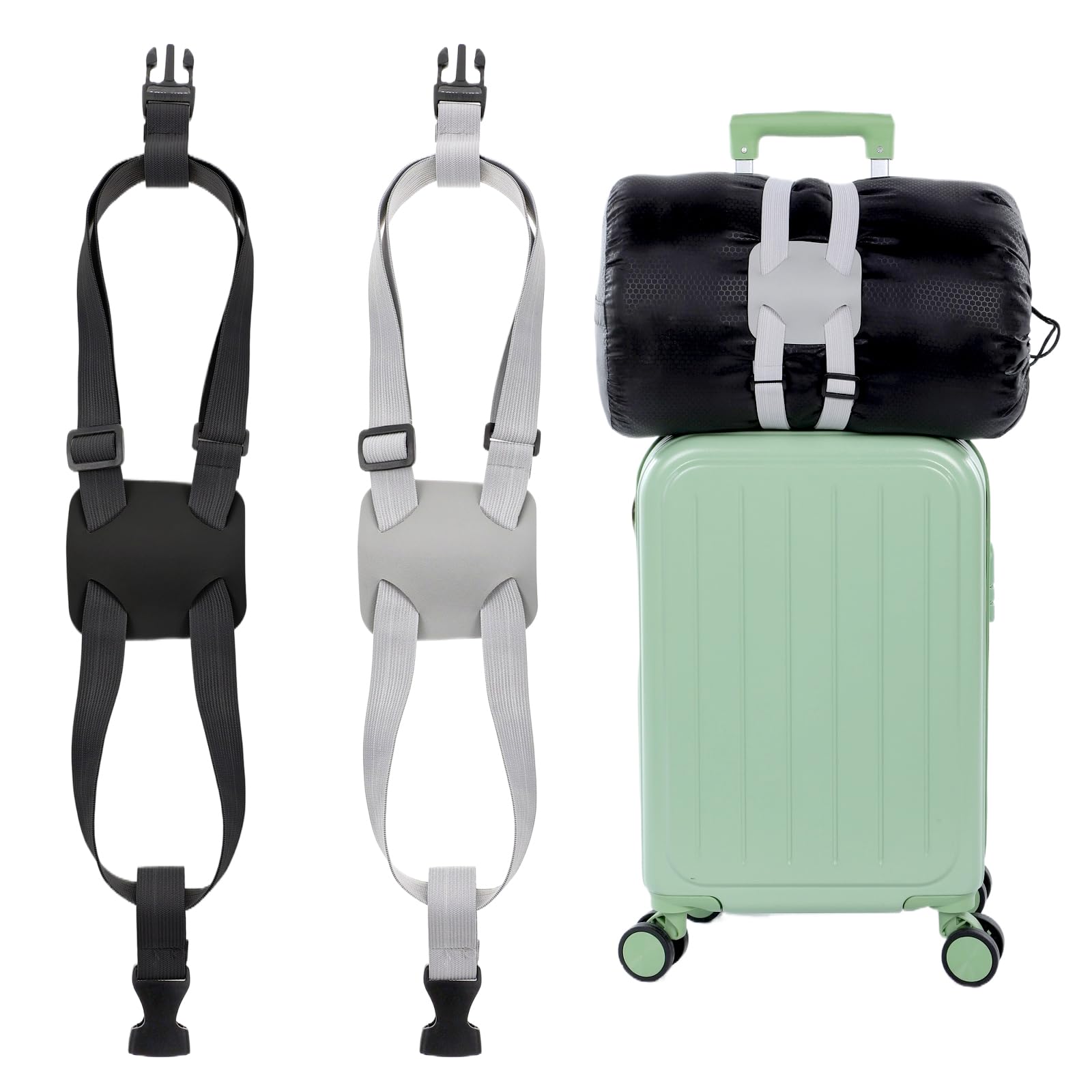 Photo 1 of 2 Pack Luggage Straps Bag Bungee for Add a Bag Suitcase Adjustable Belt Travel Suitcase Elastic Strap Belt Travel Accessories Connecting Carry On Bags Add Bags