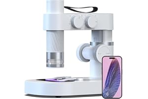 Coredy M1 10X-400X Magnification Microscope for Kids, Practical & Portable Scientific Microscope Kits with Seven-Color Intelligent Dyeing Lamp, Wi-Fi, App Connection, Perfect for School Laboratory