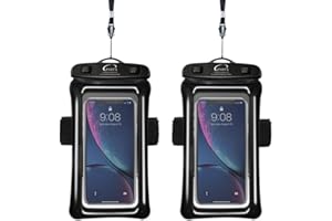 PSHYX 100 Feet Waterproof Phone Pouch Floating,Universal Waterproof Phone Case,Waterproof Phone Bag with Arm Band for iPhone 13 12 11 Pro Max XR X 6 7 8 Plus Other Phones up to 7 Inch (2pack) (Black)