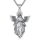 Adnix 925 Sterling Silver Patron Saint Amulet Pendant Necklace Religion Protection Jewelry for Men Women