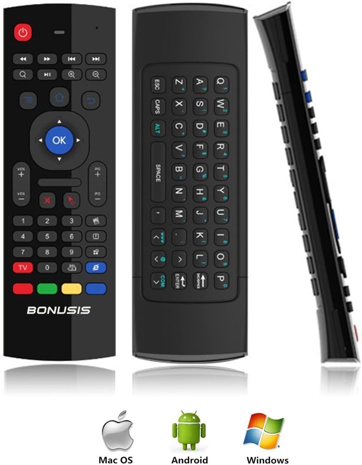 Air Mouse 2.4G Mini Wireless Keyboard Mouse Multifunctional Infrared Remote Learning & [3-Gyro + 3-Gsensor] Air Control for Android Smart TV Box G Box HTPC Mini PC Windows MAC Linux Xbox 360 - Black
