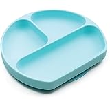 Bumkins Assiette à ventouse en silicone pour bébé - Sans BPA - Passe au micro-ondes et au lave-vaisselle - Bleu