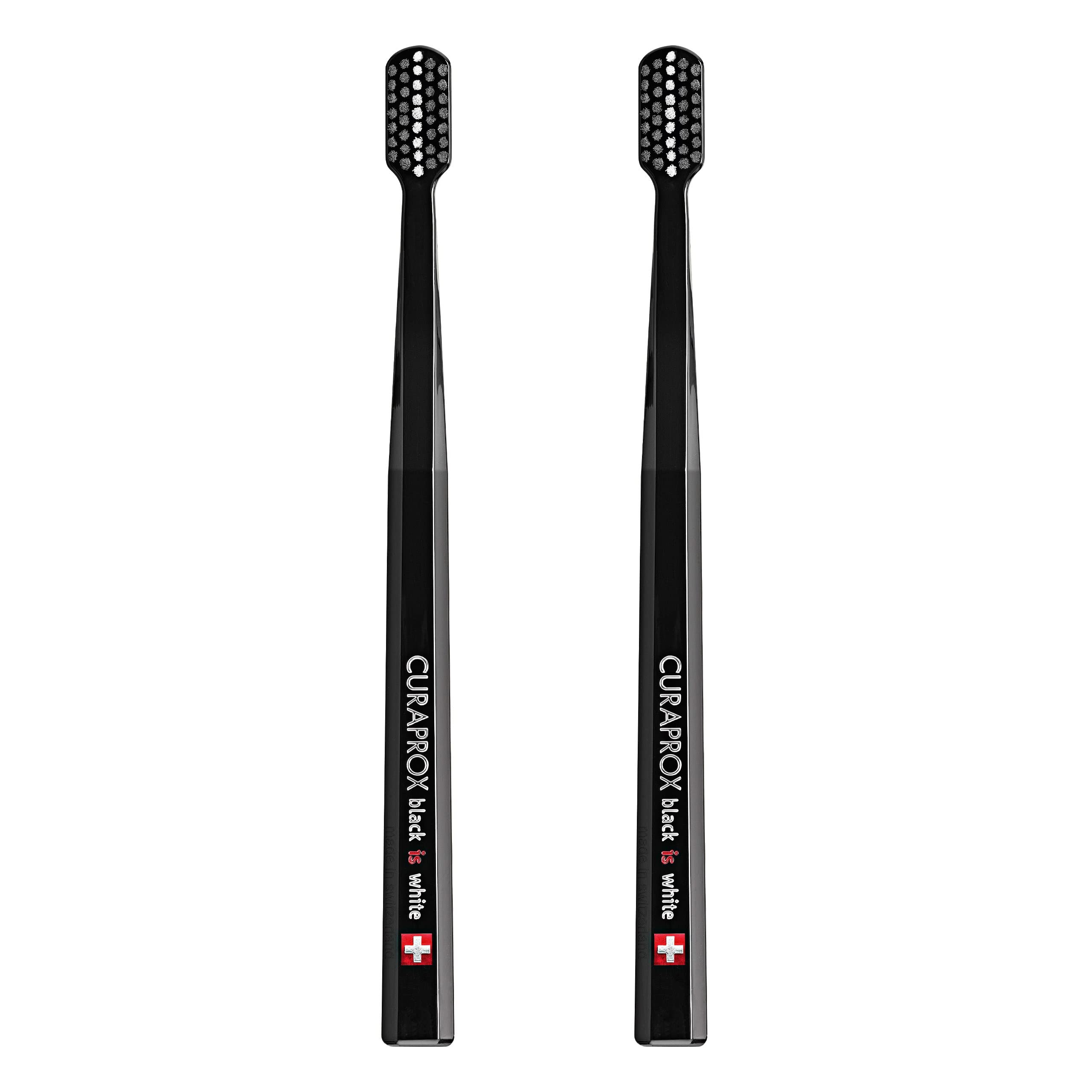 Curaprox Toothbrush CS Black is White Duo - Manual Toothbrush for Adults with 8760 CUREN bristles - Black-Black, 2 pcs.