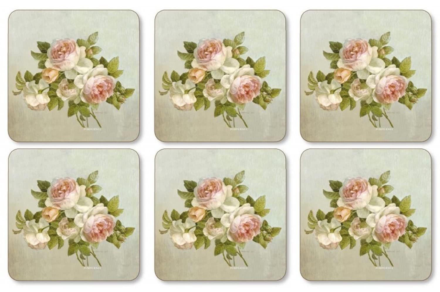 Pimpernel 63 D5543 Box of 6 Coasters Square Antique Pink