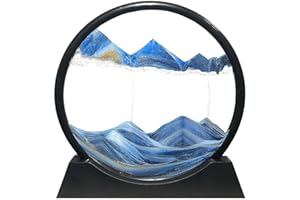 Muyan Moving Sand Art Picture Sandscapes in Motion Round Glass 3D Deep Sea Sand Art for Adult Kid Large Desktop Art Toys (Blue, 12 Inch)