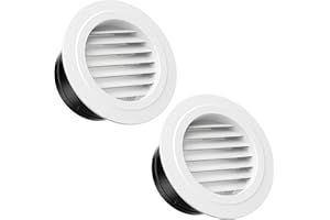HG Power 6 inch Vent Cover, 2-Pack Soffit Vent, ABS Louver Soffit Exhaust Vent with Built-in Screen Mesh for Bathroom, Kitchen, Attic, Garage Ventilation, White - Opening Size5.71"