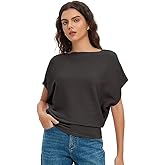 EDSTAR Women Dolman Batwing Sleeves Knitted Sweaters Winter Boat Neck Pullovers Tops