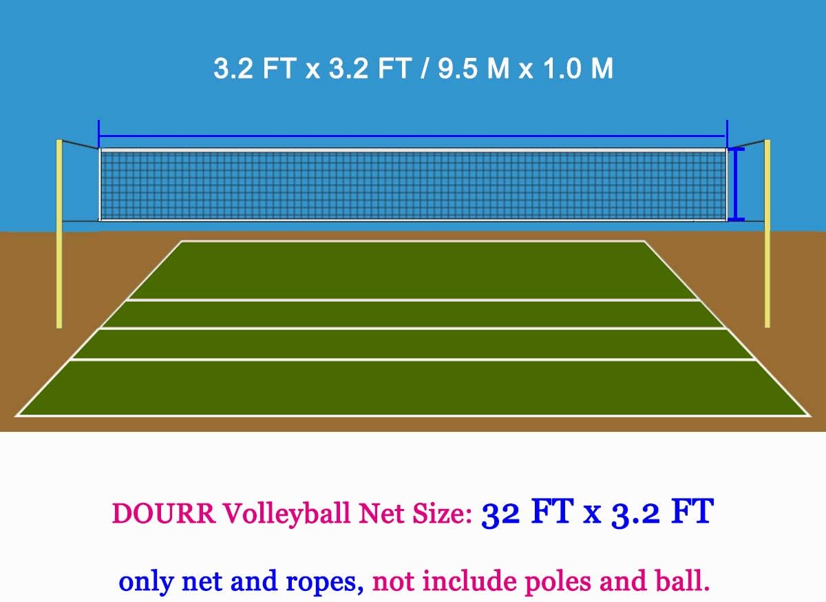 DOURR Professional Sports Volleyball Net (32 FT x 3 FT) for Indoor and Outdoor (Net Only) : Sports & Outdoors