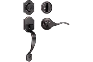 Tinewa Handleset with Lever,Single Cylinder Front Door with Deadbolt,Exterior Door Handle with Reversible Handle Lever,Oil Rubbed Bronze
