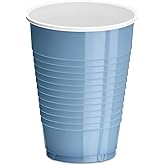 DecorRack Light Blue Plastic Cups, 12 oz Disposable Cups, Reusable Party Supplies (40 Count)