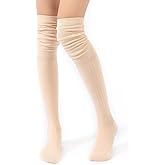 TOCONFFON Women Knit Long Over the Knee Socks,Slouch Top Fashion Thigh Boot Socks