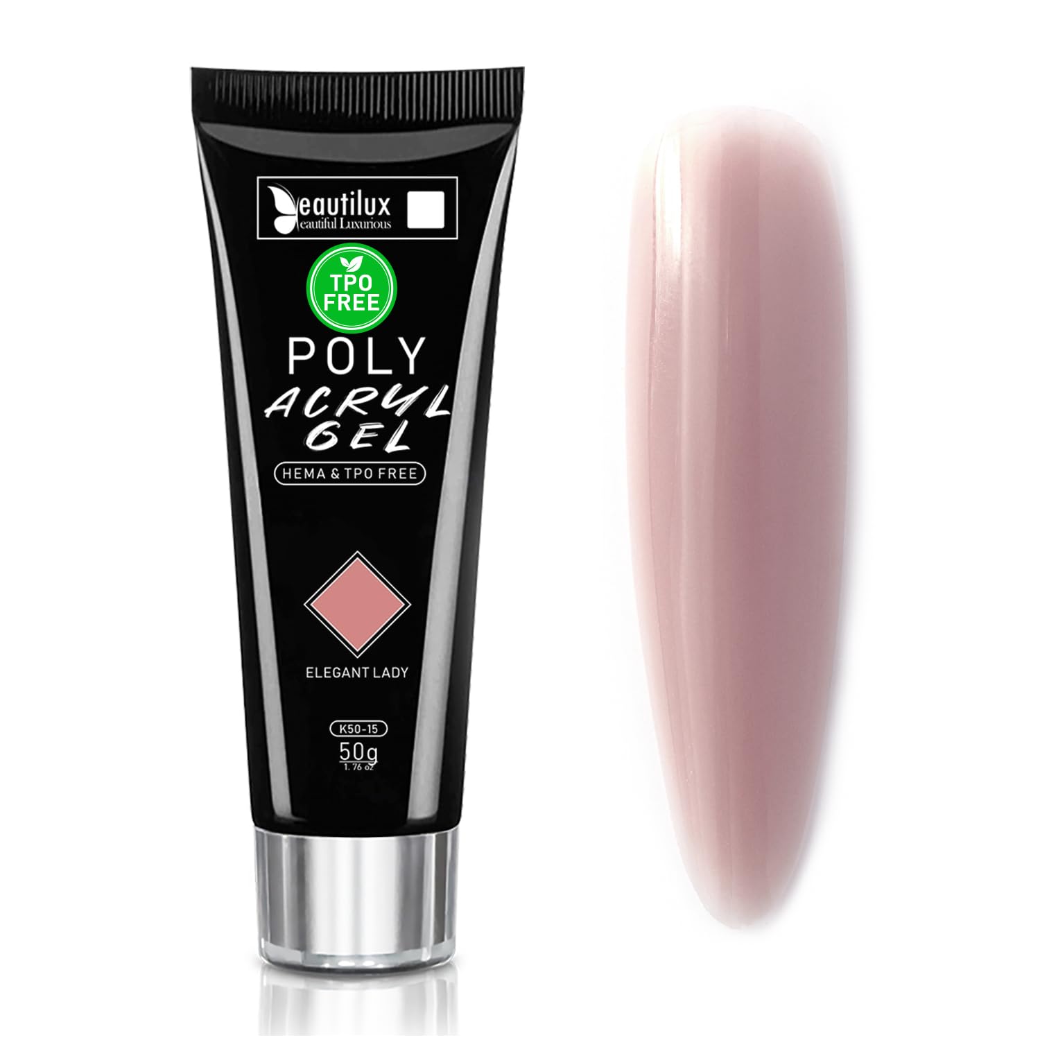 Beautilux Acrylic Gel Long-Lasting Nail Art Gel Nail Extension Natural Look Colour Tube UV Gel Nail Extension Nail Gel 50 ml