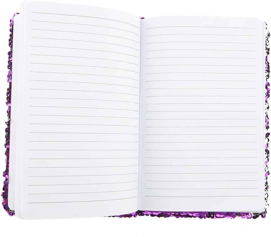 Gino A5 Reversible Sequin Notebook, 1 x Purple (8.3x5.6x0.8 inches), 78 pages, Blank Book for Journal Writing - Image 3