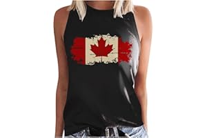 Women Canada Day Flag Tank Top Sleeveless Canada Maple Leaf Shirt Maple Leaf Printing Canadian Clothing Vest
