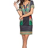 African Dresses for Women Casual Vintage Attire Bohemian Dashiki Traditional Ethnic Midi Dress