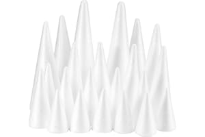 YURN Craft 26 Pack Foam Cones for Crafts, Foam Trees Cones, 5 Assorted Sizes Cones Shaped Foam (4,6,8,10,12") for Christmas Decorations, Gnomes, and DIY Art Projects.