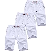 QPNGRP Mens Shorts Casual Drawstring Zipper Pockets Elastic Waist