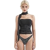 SUUKSESS Women Ruched Strapless Mesh Tube Top Y2k Sleeveless Bandeau Tank Tops with Scarf 2025