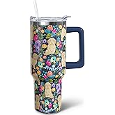 puhnhsv 40 oz Shih Tzu Tumbler with Handle, Insulated Stainless Dog Tumbler Coffee Travel Mugs Cup Water Bottle Shih Tzu Lovers Gifts for Women Girls