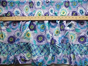 Amazon.com: Pre-Smocked Shirred Sundress Fabric Print by The Yard - Purple Floral with Plaid 