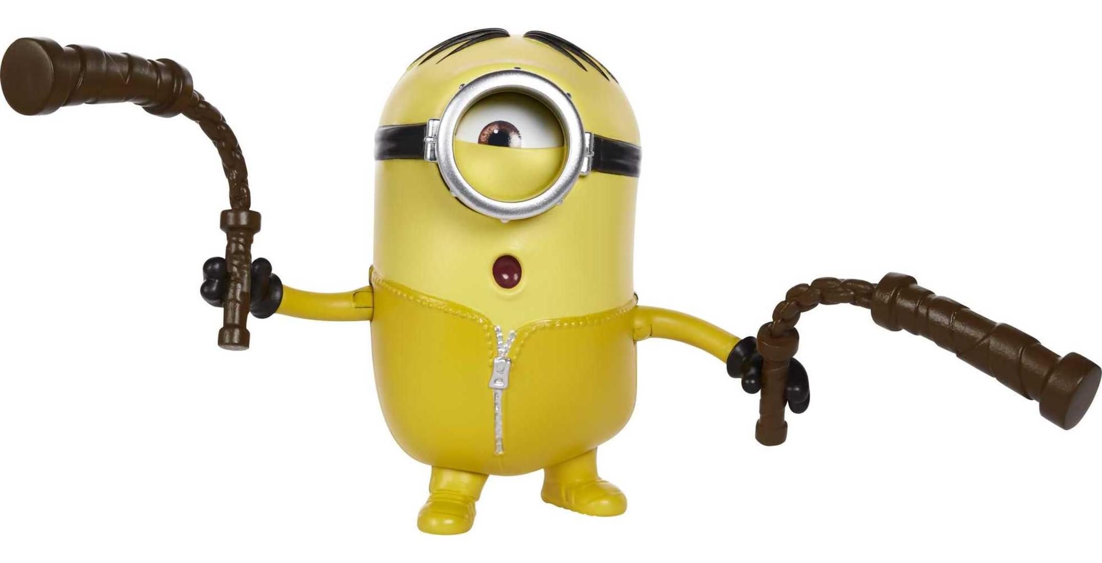 Mattel ​Minions: Rise of Gru Kung Fu Stuart Button Activated Action Figure Approx 4-in / 1-cm with Nunchuks Accessory, Gift for Kids Ages 4 Years & Older