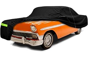 SAPUBK Waterproof Car Cover Compatible with Chevrolet Bel Air / 150/210 1950-1957 Sedan/Coupe/Hardtop 210T All Weather Classic Car Covers with Zipper Door for Snow Rain Protection
