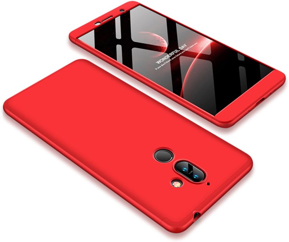 for MYLB Nokia 7 Plus Case,360 Degree Full Body Coverage Protection [3 in 1] Anti-Scratch Detachable PC Hard Cover Protective Case for Nokia 7 Plus (Red)