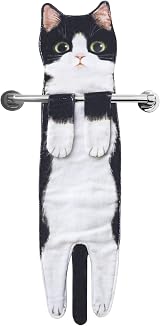 AGRIMONY Cat Funny Hand Towels Cute Cat Decor 25x6 In Soft Absorbent