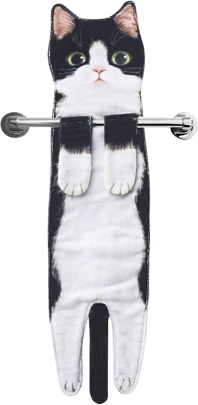 AGRIMONY Cat Funny Hand Towels Cute Cat Decor 25x6 In Soft Absorbent