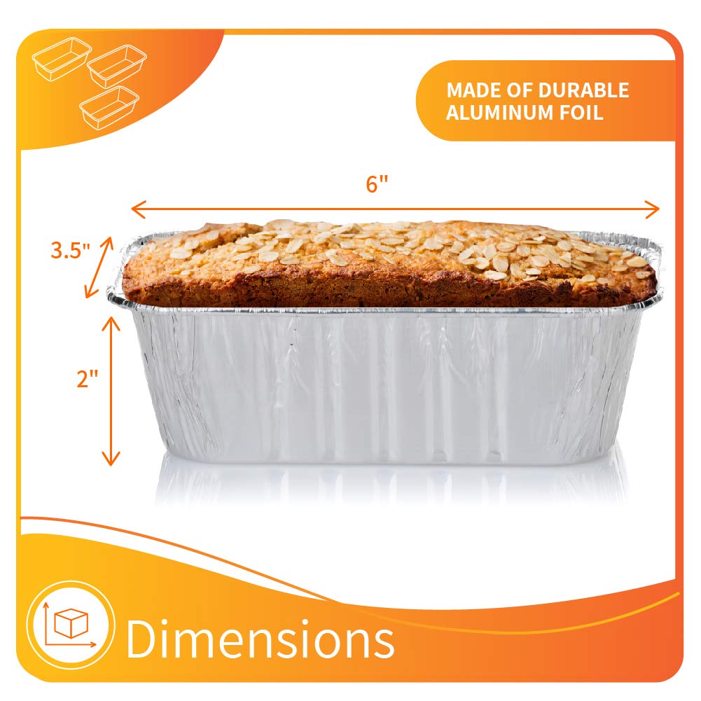 DOBI (50 Pack) Mini Loaf Baking Pans Disposable Aluminum Foil 1lb