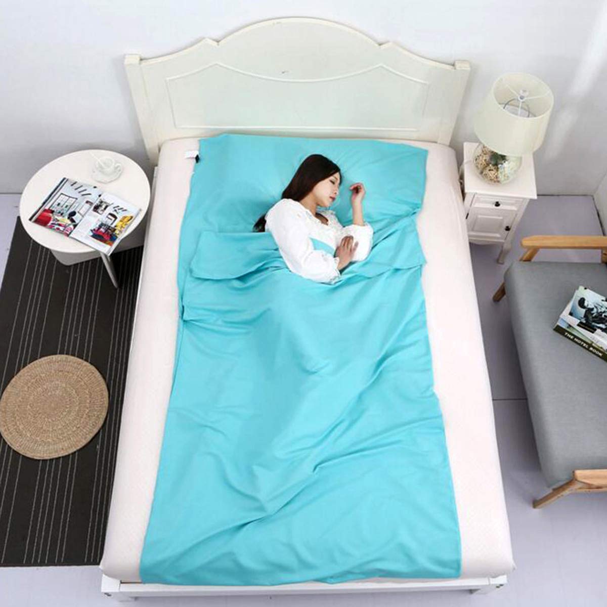 Fodera per Sacco a Pelo e Fodera per Sacco a Pelo 45\'\'x82 \'\', Fodera per Busta Interna Ultraleggera Poliestere per Sacco da Viaggio Borsa per Campeggio a Sacco Evita Sporco 210 * 115CM