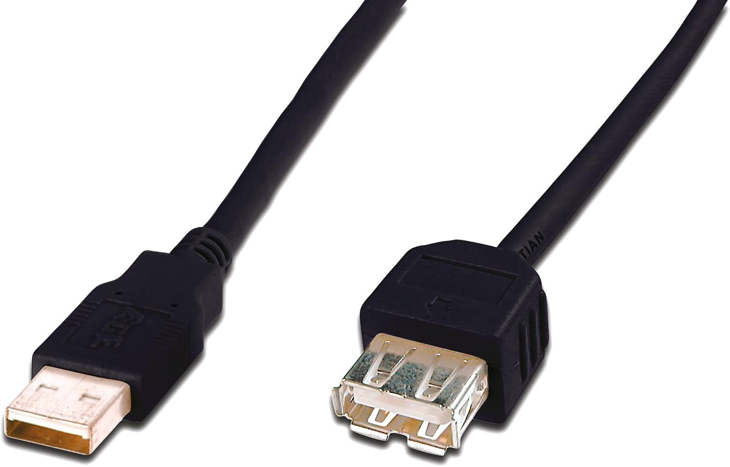 DIGITUS 3m Length USB 2.0 A Male - A Female Extension Cable - Black, 3 Meters