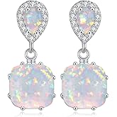 CiNily Opal Dangle Drop Earrings White Gold or Rose Gold Plated Opal Jewelry for Women Girls Wedding Earrings