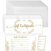 50 SETS Gift Certificates for Business, Blank Gift Cards Certificates with Envelopes, Gifts for Salon Restaurants Spa Marriage Birthday Client Christmas Vouchers - Golden Garland