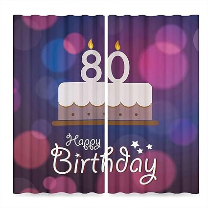 Amazon Com 80th Birthday Decorations Bedroom Curtains