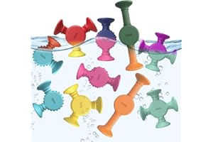 BUNMO Bath Toys Suction - Connect, Build, Create - Toddler Bath Toys - Hours of Fun & Creativity - Fine Motor Skills - Stimulating Sensory Toys - Non-Mouthable Toy 3+ - Color Changing 10 Pack