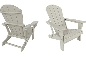 Costaelm Outdoor Chairs Set of 2, Folding Patio Chairs, Outdoor Seating Folding Adirondack Chairs Set of 2, All Weather Backyard Chairs Firepit Chairs Garden Chair Lawn Chairs, Sand