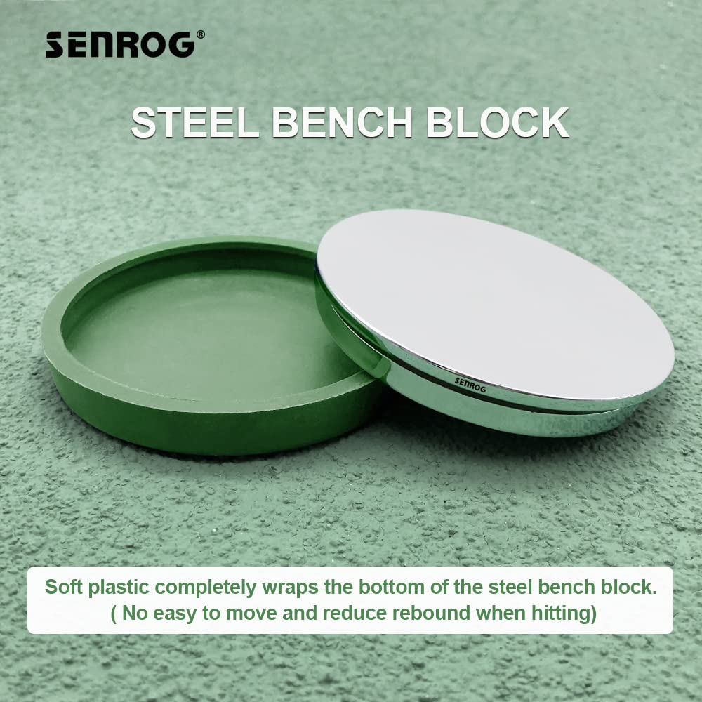 SENROG Bench Block for Jewelry Making, No-Rebound Steel Block, Dia:3'' Height: 9/16'', Jewelry Metal Stamping Tools for Jewelry Making & Metal Stamping, Alloy Steel, Mirror Surface, Chrome-Plating