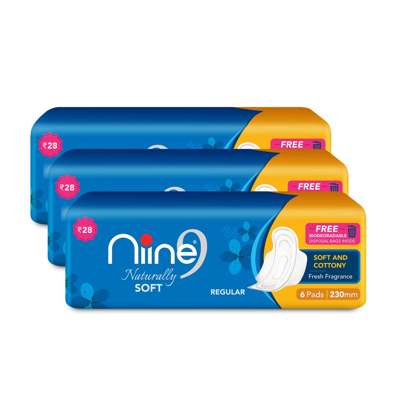 Niine Naturally Soft Regular Sanitary Pads for women, With